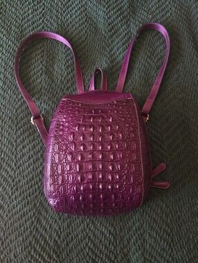 Coolcy | Plum Purple Leather Crocodile Print | Backpack Purse | Eclectic | Guc